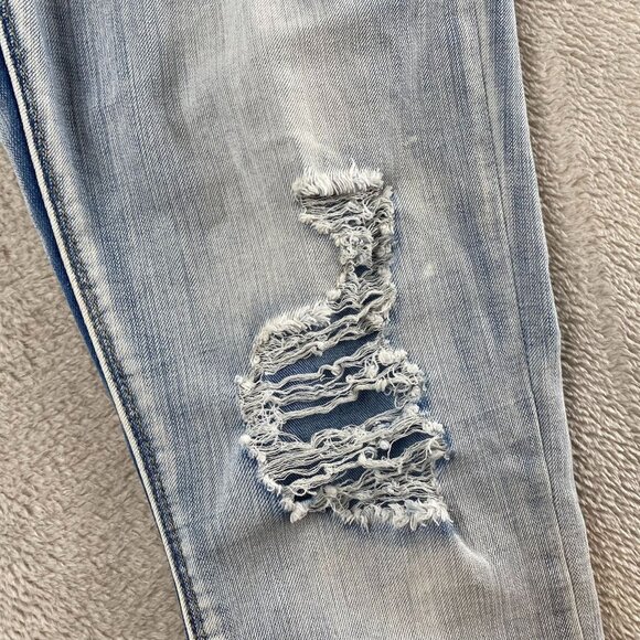 Indigo Rein Jeans Size 5 Light Blue Denim Distressed With Raw Hem and Selvage - Picture 8 of 14